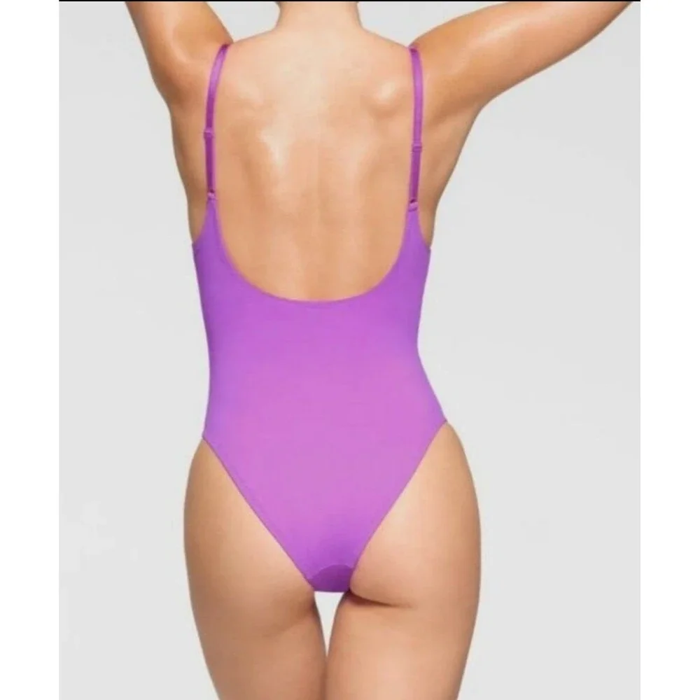 Skims Signature Swim Scoop Neck Violet 4x
